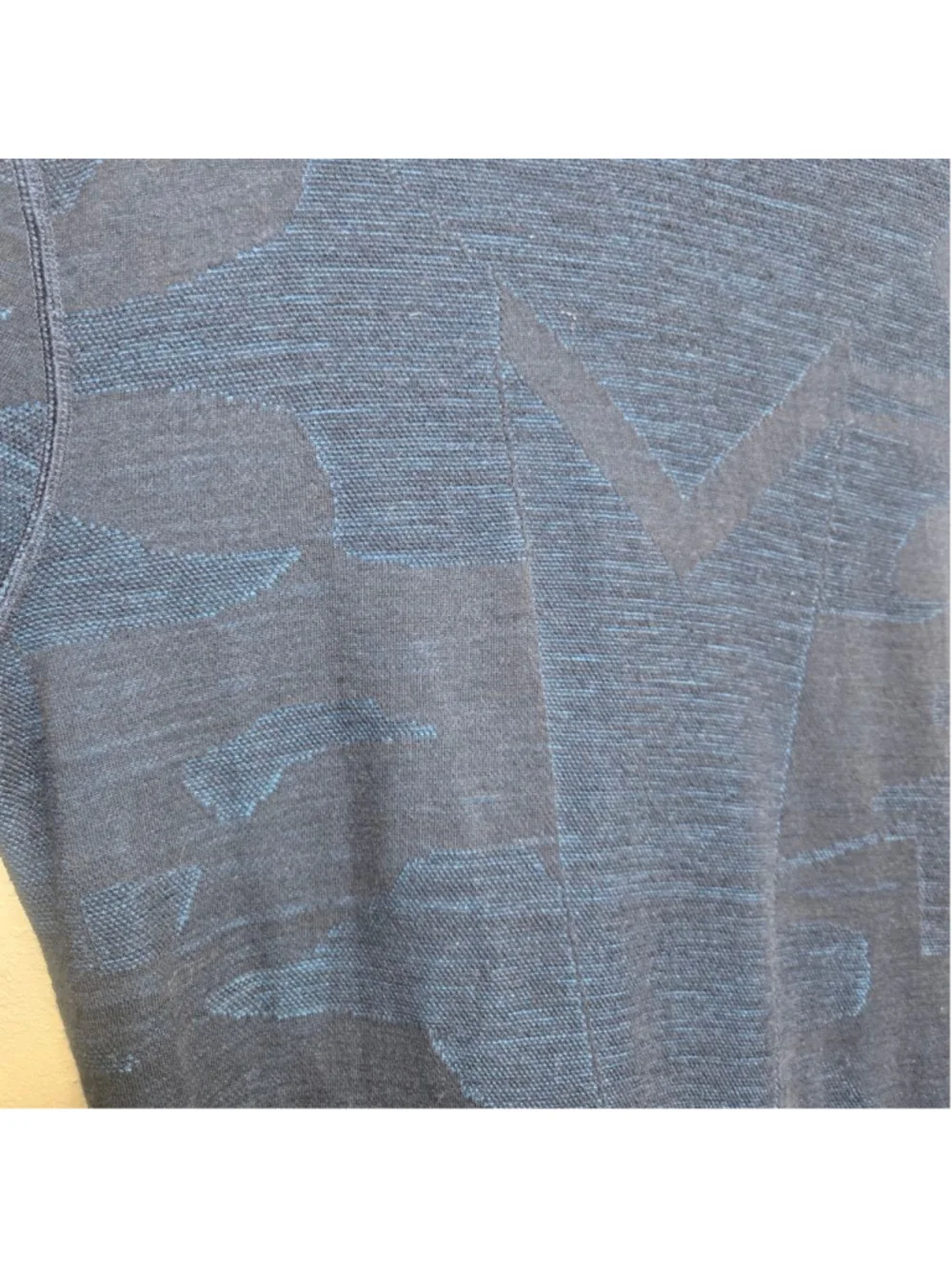 Smartwool blue camo intraknit 200 1/4 zip pullover men's L wool blend baselayer